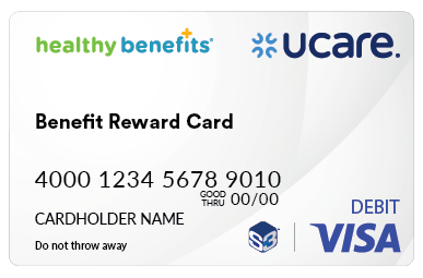 Hand holding Healthy Savings card with arrow pointing to card number